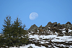 � W. Ransburg; Gerade noch rechtzeitig f�r ein sch�nes Schauspiel - der Mond verabschiedet sich hinter den Bergen.